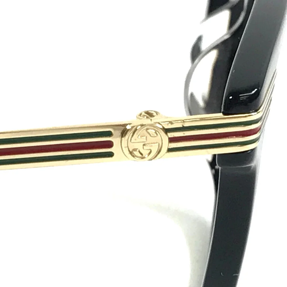 Gucci Eyeglasses Frames GG0524O 001 Black Gold Red Green Striped 52-17-140